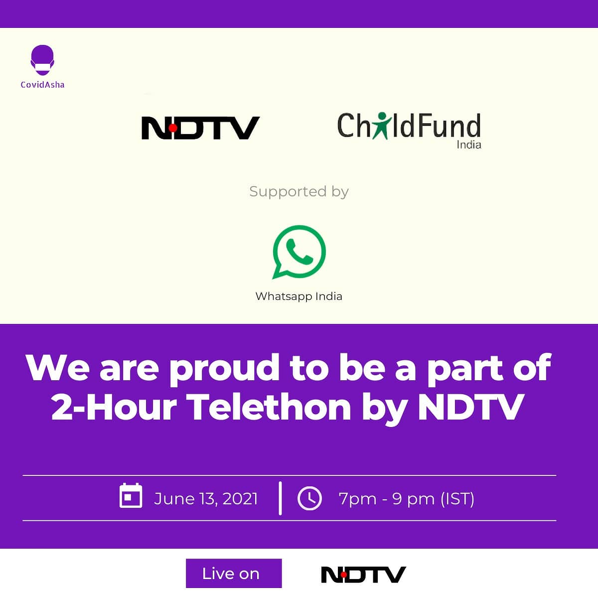 Watch <a href="/alysha/">Alysha L</a>.lobo share our story to help raise funds for India's Helping Hands Campaign  on <a href="/ndtv/">NDTV</a>. Join in for a special 2-hour telethon by <a href="/ndtv/">NDTV</a> <a href="/childfund/">ChildFund</a> supported by <a href="/whatsapp/">WhatsApp</a> India. #helpinghands #covidasha

Donate Now : ndtv.com/helpinghands