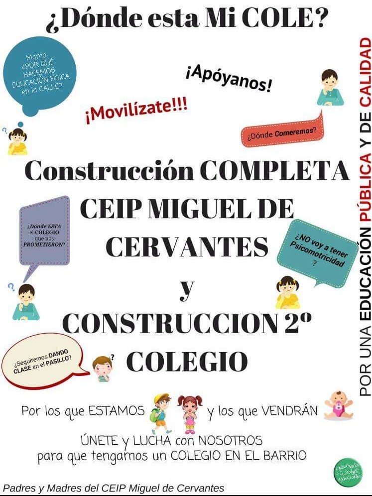 Hola <a href="/eossoriocrespo/">Enrique Ossorio</a> <a href="/miriamrabaneda/">Miriam Rabaneda</a> Hace 4 años de este cartel y a día de hoy seguimos exigiendo el #CEIPCervantesGetafeCompleto y el #2ºColeEnLosMolinosYA. Basta ya de perjudicar a la #EscuelaPública, queremos #CentrosPúblicosYA completos. <a href="/IdiazAyuso/">Isabel Díaz Ayuso</a> no hay #LibertadDeElección