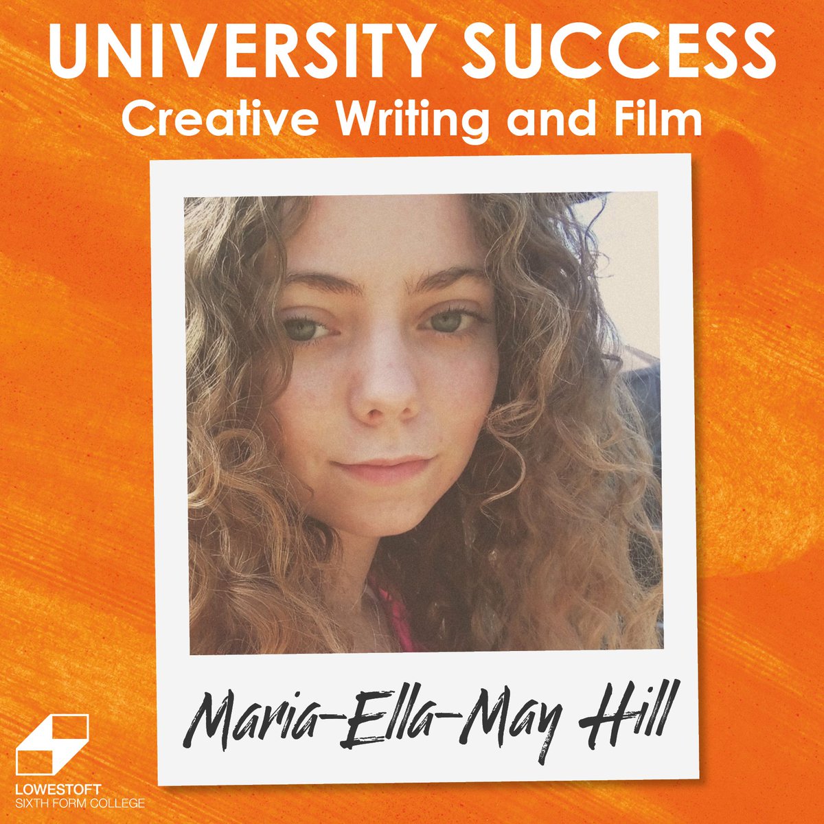 L6FC's tweet image. Congratulations to Maria-Ella-May Hill who is progressing from L6FC to study Creative Writing and Film at Lancaster University. Maria-Ella-May currently studies double Creative Media, Film Studies and English Literature 🙌