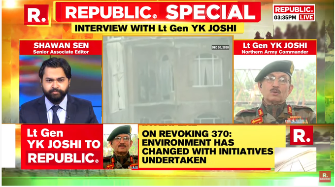 republic's tweet photo. #ForcesFirstNoCompromise | 'In the month of January & February, we had over 700 ceasefire violations. Sustenance of CFV is important to maintain peace & tranquility in the border areas': Northern Army Commander Lt Gen YK Joshi https://t.co/ozgy6NNyhc