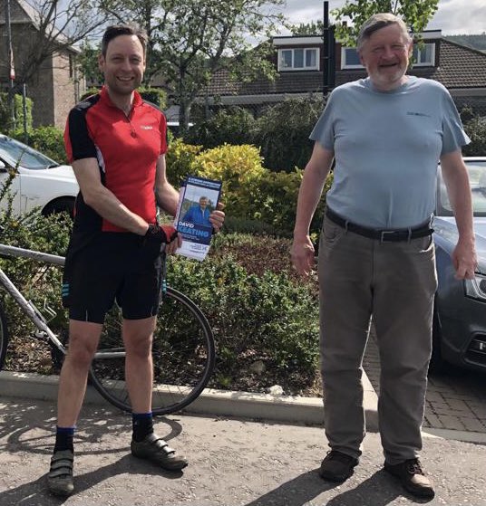LiamKerrMSP's tweet photo. Glorious day to be out campaigning for local @ScotTories candidate #DavidKeating for #EastGarioch by-election. He will be a great asset to the local community so vote for him on June 17th for a #FairShareNorthEast https://t.co/PzKvS6ZlZF