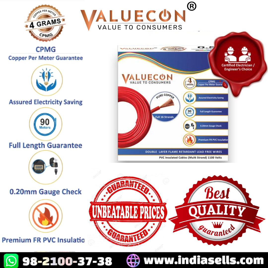 IndiasellsC's tweet photo. VALUECON FR PVC House wires and cables with premium quality and reasonable price.
Enquire Now:
Whatsapp:https://t.co/SUoutBhTHo
Amazon:https://t.co/5FpUAisaQL
#bestwires #WiresAndCables #guaranteed #bestqualityproduct #housewires #bestqualitywires #tvwires #cables #bestbranddwire https://t.co/rJkbqsJ2Ex