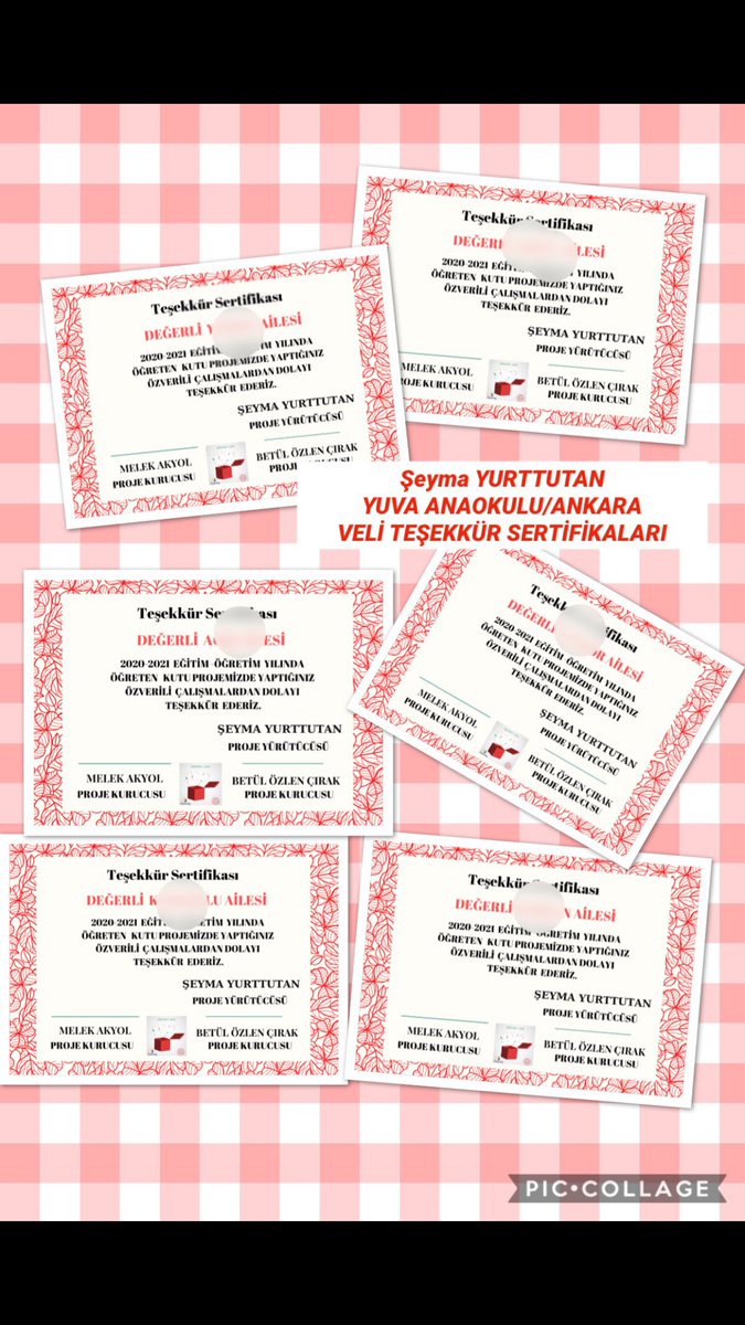 ŞEYMA YURTTUTAN/YUVA ANAOKULU/ ANKARA Öğrenci ve velilerimize belgelerini verdik