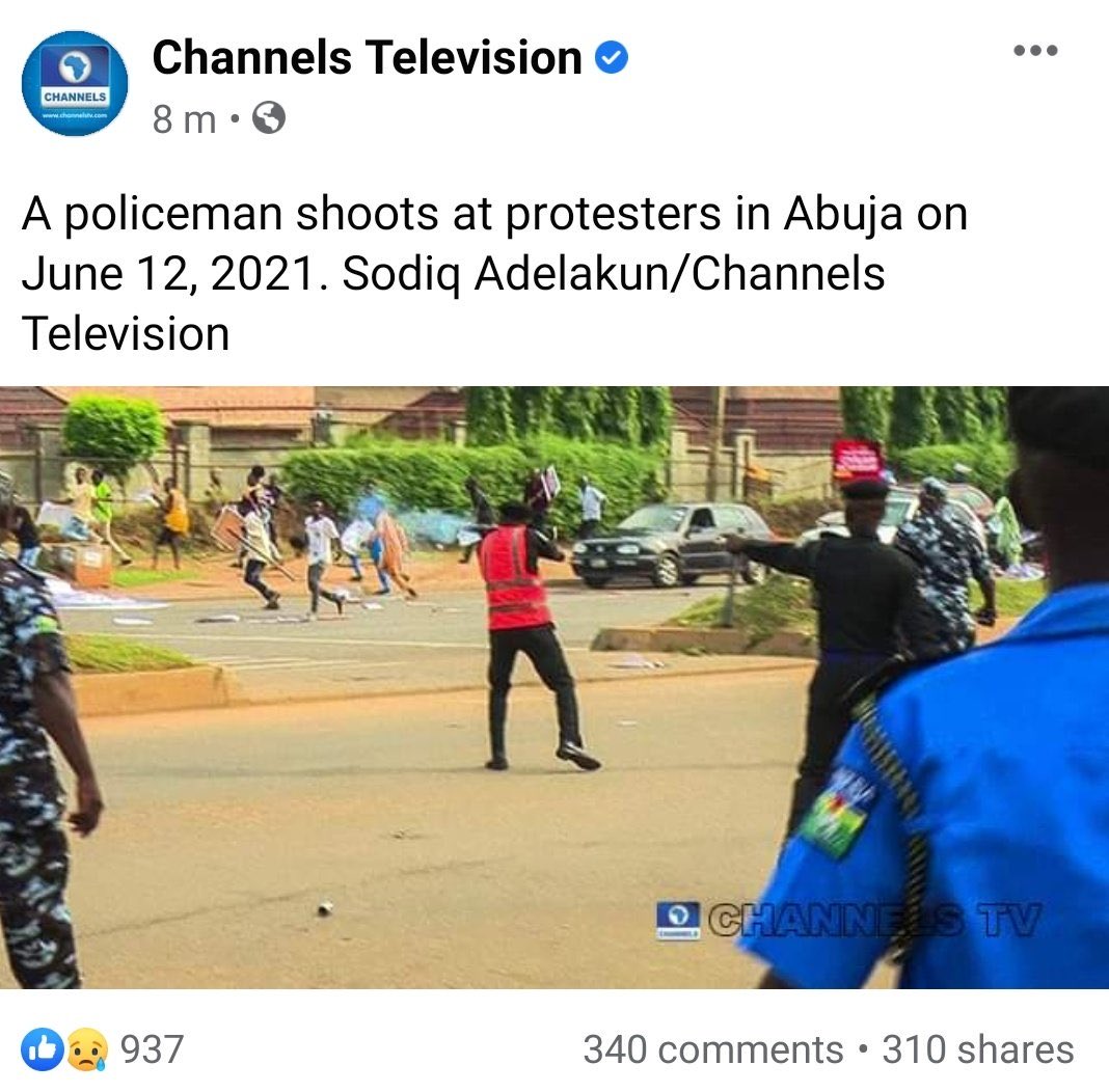 sowore's tweet image. @PoliceNG shooting directly at a protester today during #BuhariMustGo #June12thProtest