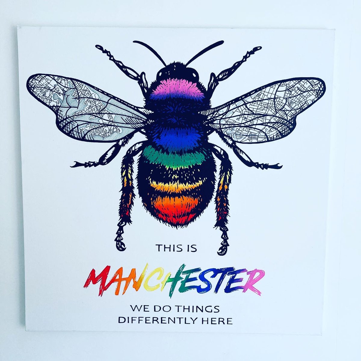 BethEgg's tweet photo. #Pride2021 #pride Rainbow Bee - acrylic on canvas. Happy Pride Everyone! 

https://t.co/QzrsFxMbo7 https://t.co/hlvjKhwSzW