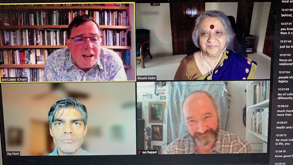 What a panel! <a href="/JonGower1/">Jon Gower</a> <a href="/KhushiKabir/">Khushi Kabir</a> <a href="/_RajPatel/">Raj Patel - also @rajpatel.org at bsky.social</a> and <a href="/realfarming/">Real Farming Trust</a> Ian Rapel 🙌 #everythingchange challenging the economic models of mass export and monoculture.