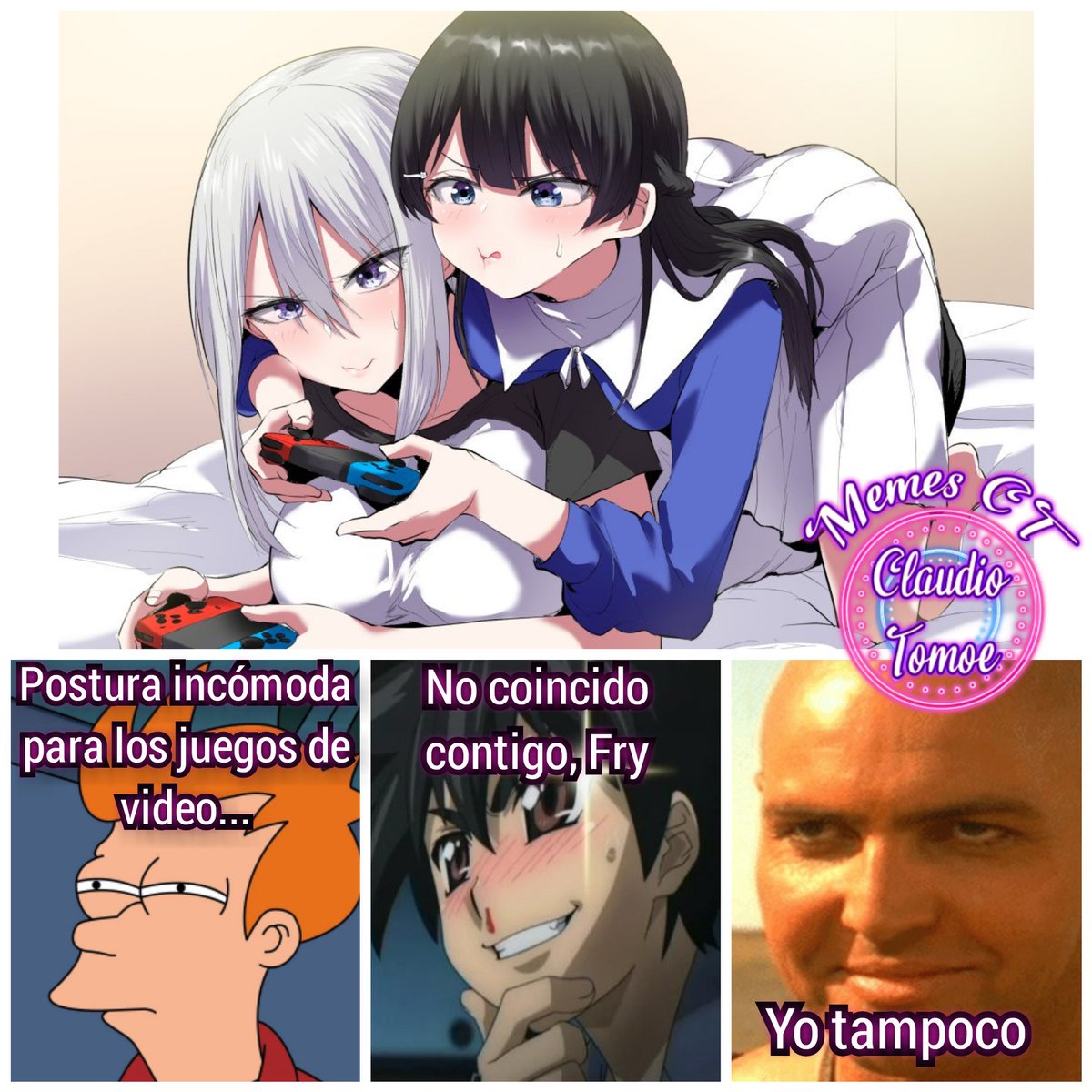 claudio_tomoe's tweet photo. #memes #humor #anime #animememes #memesdeanime #animegirls #chicasanime #yurigirls #yuricouple #yurilove #yurilesbians #yurianime #chicasyuri #parejayuri #amoryuri #lesbianyuri #animeyuri #friends #amigas #videojuegos #videogames #pervertface #pervertguy #philipjfry https://t.co/0zins4qbWD