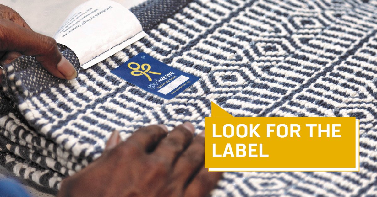 This #WorldDayAgainstChildLabor, insist on the GoodWeave label. It’s your best assurance rug and home textile products are made without child labor. Visit:
GoodWeave.org/where-to-shop #EndChildLabor2021 #tellthemimadeit #WDACL #NOChildLabourDay