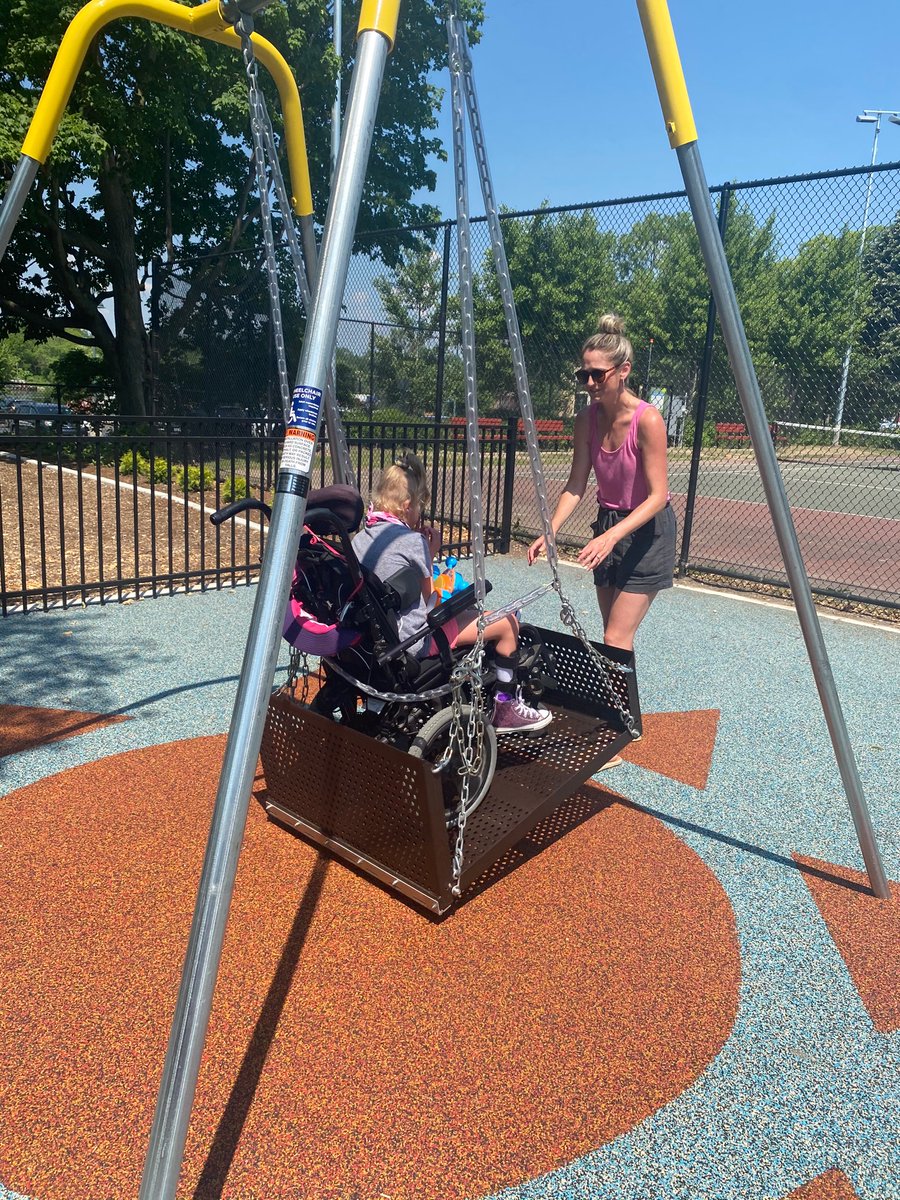 The coolest swing! The back unlatches and becomes a ramp, then you can roll right on. Sturdy with full swing range. Awesome brand new addition to a park in St. Charles IL - thank you <a href="/Kiwanis/">Kiwanis</a>! 💛 #wolfhirschhorn
