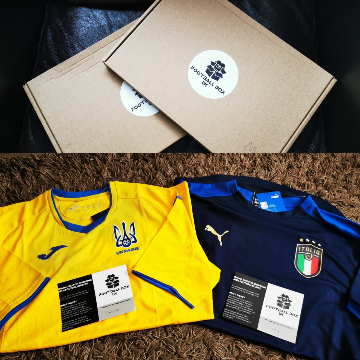 lissylou83's tweet photo. So @Rob_Bob_Dibble &amp; @daviddibble83 decided they were gunna order a Euros mystery box from @FootballBoxUK and whatever team they got they would bet to win the Euros.. Needless to say Dave definitely got a better chance of winning that bet 😂 but both these tops are amazing 💙💛 https://t.co/MJ6Nb4kkou