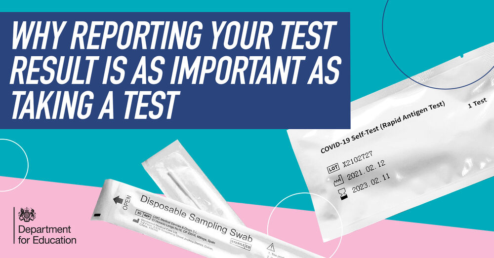 educationgovuk's tweet photo. Parents and carers, it is important to report test results - even if negative or void.
Reporting test results is a crucial part of staying ahead of coronavirus 👇
https://t.co/7kWIE9TVRA https://t.co/4qbM5V7Sv7