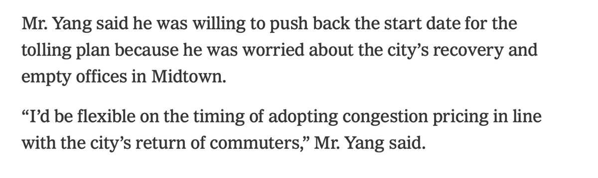 AznsAgainstYang's tweet photo. This is….not good. 

It’s climate denial to waffle on whether drivers should be able to drive personal vehicles into the most densely populated city on earth for free. https://t.co/qufh1AK24o