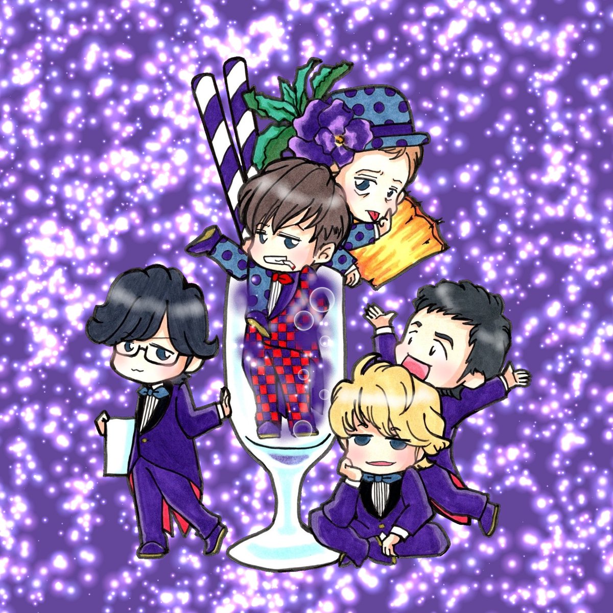 ムラサキカクテル 紫はね赤と青を混ぜるんですよ Bistro J だいこう あゆみ のイラスト ムラサキカクテル 紫はね赤と青を混ぜるんですよ Bistro J だいこう あゆみ のイラスト