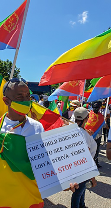 GhideonMusa's tweet photo. More images
Peaceful Demonstration @ G7 Summit. #Eritrea ns and #Ethiopia ns came together to peacefully demonstrate against the unwarranted intervention of the US and UK in the affairs of the Horn of Africa. #EritreaPrevails #EthiopiaPrevails 
📷 Eritrea Thedros https://t.co/JZ9sxJnchJ