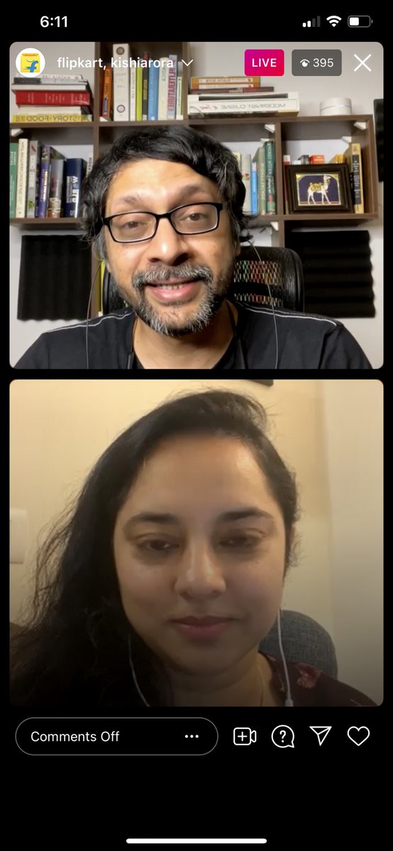 saffrontrail's tweet image. Watching my two friends @krishashok @kishiarora chat live on @Flipkart about #masalalab / it’s Live on Flipkart Instagram right now