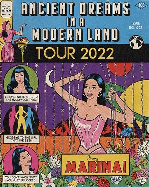MarinaDiamondFR's tweet photo. L'album #AncientDreamsInAModernLand est désormais dispo ainsi que les dates de la tournée !
@MarinaDiamandis nous donne RDV à Bruxelles le 14/05/22 et à Paris le 15/05/22 ! Billets standards et packs VIP en vente à partir du 14 juin à 10h.

#AncientDreamsInAModernLandTour2022 https://t.co/JLKd99zzex