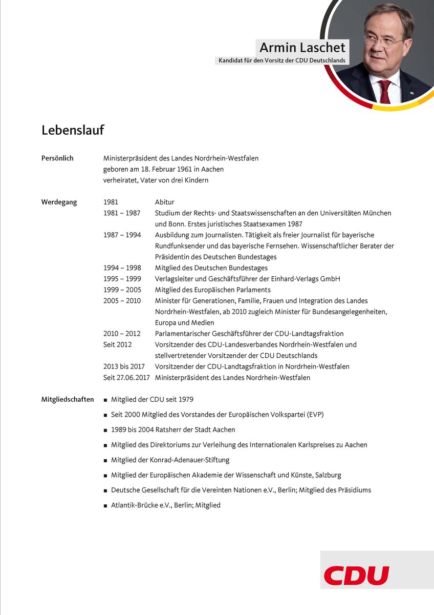 Wie wird man(n) eigentlich Kanzlerkandidat der  #CDU? #Laschet. Ein Lebenslauf. Schauen wir mal genauer hin.1/x