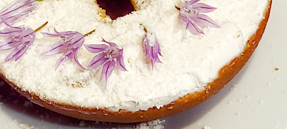 LovelyEarthS's tweet photo. Happy Saturday Morning! I hope everyone gets to have a healthy breakfast. This is a gluten and dairy free bagel with cream cheese topped with fresh chive flowers from the back porch.
#gluten-free #dairy-free #chiveflowers #freshchives #Bagel #breakfast #saturdaymorning https://t.co/JQgogS5EXN