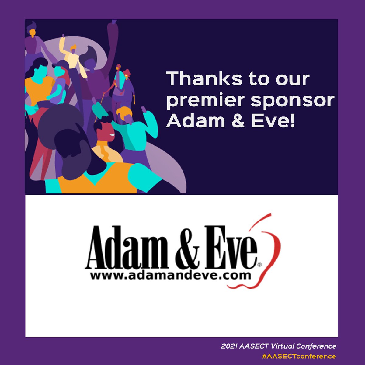 Giant shoutout and sincerest thank you to our premier sponsor @adamandeve. Your support of the #aasectconference means the world to us 💜🧡💛