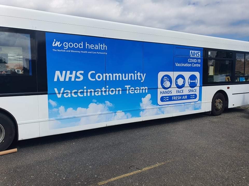 ProvidenceSt1's tweet photo. VACCINATION SLOTS AVAILABLE TODAY UNTIL 4PM 18+ 
NO NEED TO BOOK, JUST TURN UP AT ST EDMUNDSBURY ROAD, NORTH LYNN
Today Hannah and Roxy have been supporting the NHS Vaccination Team on St Edmunsbury Road! If you see them today give them a wave! #NHS #covidvacccine https://t.co/YPtSyUaPxV