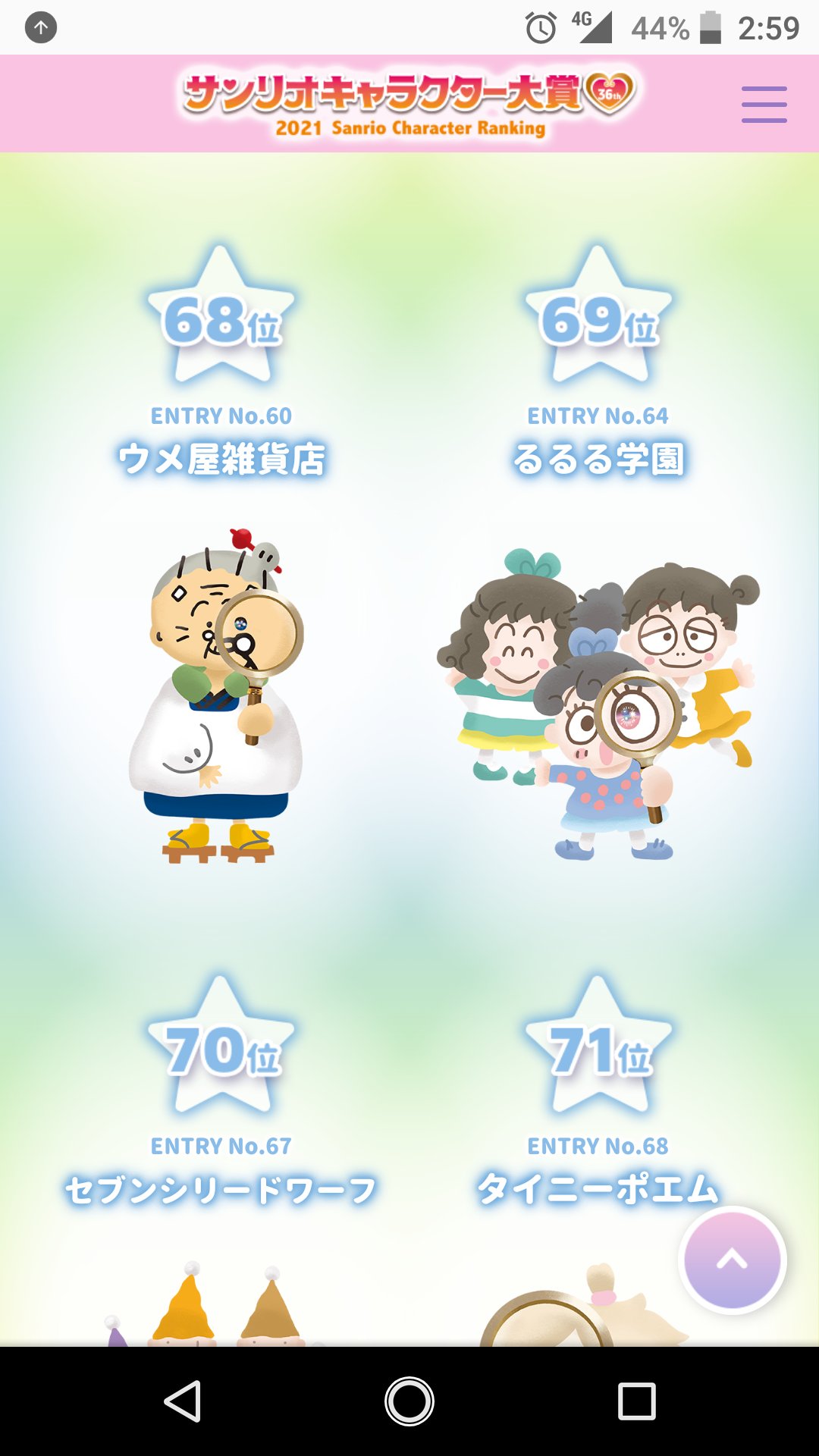土曜日のパズル サンリオキャラクター大賞 Show By Rock 8位すごいなー ハローキティが6位やのに8位ってすごい るるる学園は69位やった あの見たことあるキャラクター るるる学園って名前やったのね T Co Mfbn5q8rl1 Twitter