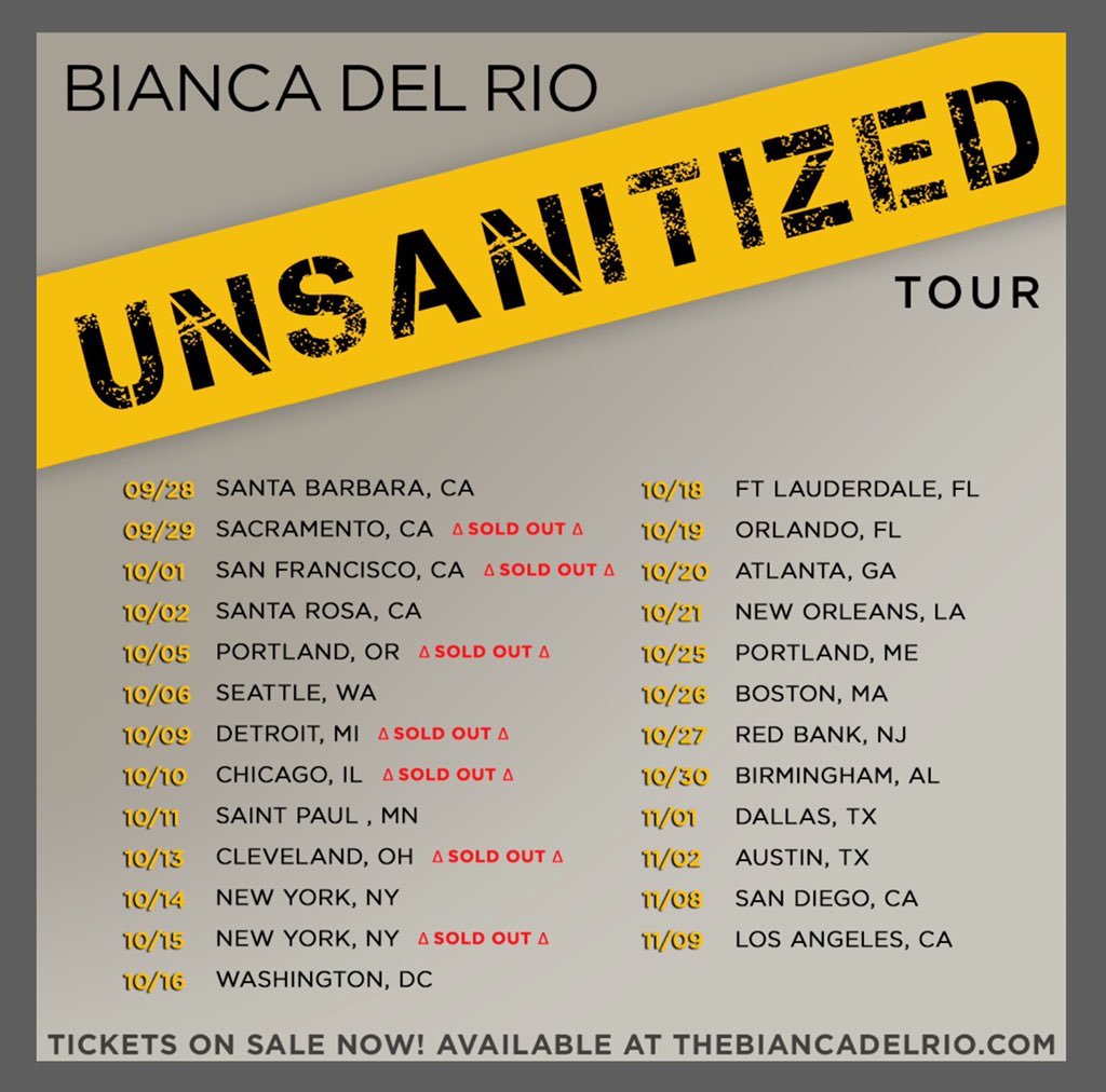 Tickets are going faster than Lady Bunny at a buffet!! 7 shows already sold out. We'll release promoter holds for those shows this weekend to add a few more seats. Should I add more shows to my UNSANITIZED tour?🖤☀️🖤☀️🖤
 
#Comedy #ComedyQueen #ComedyTour #BDR #Unsanitized