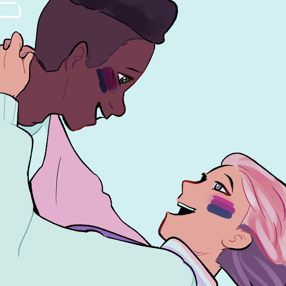 elayishere's tweet photo. I don't know how many times I've drawn them by now, i just miss them💗💜💙 #shera #glimbow #PRIDE #BiPride 

it's for redraw event in the shera server : D https://t.co/NR75kSjLdS