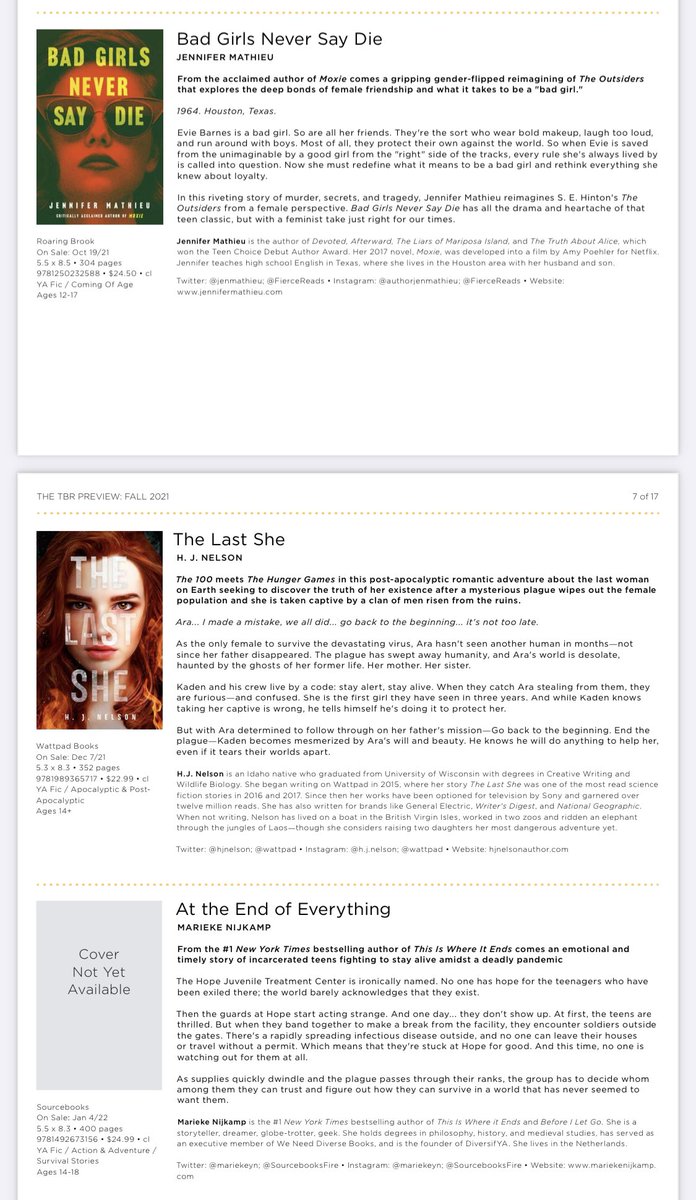 flavialately's tweet photo. These three titles all sound intense! #TBRpreview @RaincoastBooks #BadGirlsNeverSayDie #TheLastShe #AtTheEndOfEverything https://t.co/NwolU5R19w