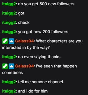 Galass94's tweet photo. @TwitchSupport There is a guy going around follow-botting people. Just thought you guys might wanna know. https://t.co/M7BOMkGKMW