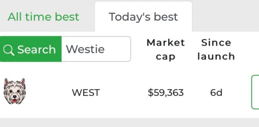 🚨🚨🚨 It's time to vote also for the new #BSC #token called $WEST <a href="/westieinu/">Westie</a>! The cap is very low, so a little visibility will be enough to make it grow quickly!

👉 coinsniper.net/coin/3124

👉 coinhunt.cc

#SAFEMOONARMY #SAFEMOON #SAFEMARS #Bitcoin2021 #BNB