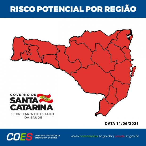 denise_tv's tweet photo. Atenção catarinenses. Matriz de Risco aponta todas as 16 regiões de Santa Catarina em situação gravíssima. https://t.co/T3ZQQimGuT
