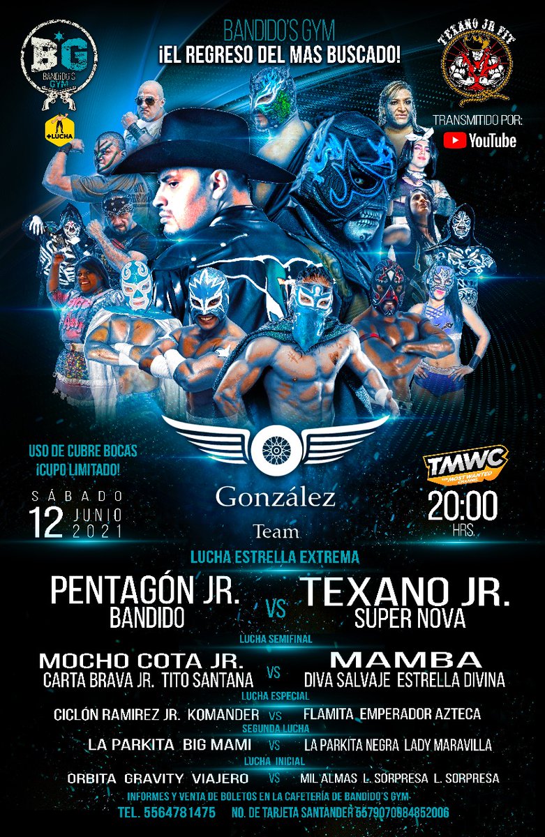 PromocionesTeam's tweet photo. ✨‼️Nos vemos hoy a las 8:00pm en el Bandido's GYM ‼️✨
😷Uso obligatorio de cubrebocas y gel antibacterial
🎟️Venta de boletos en Kalli Café 
❕❗No te lo puedes perder ❗❕ https://t.co/bcbZXG2KR5