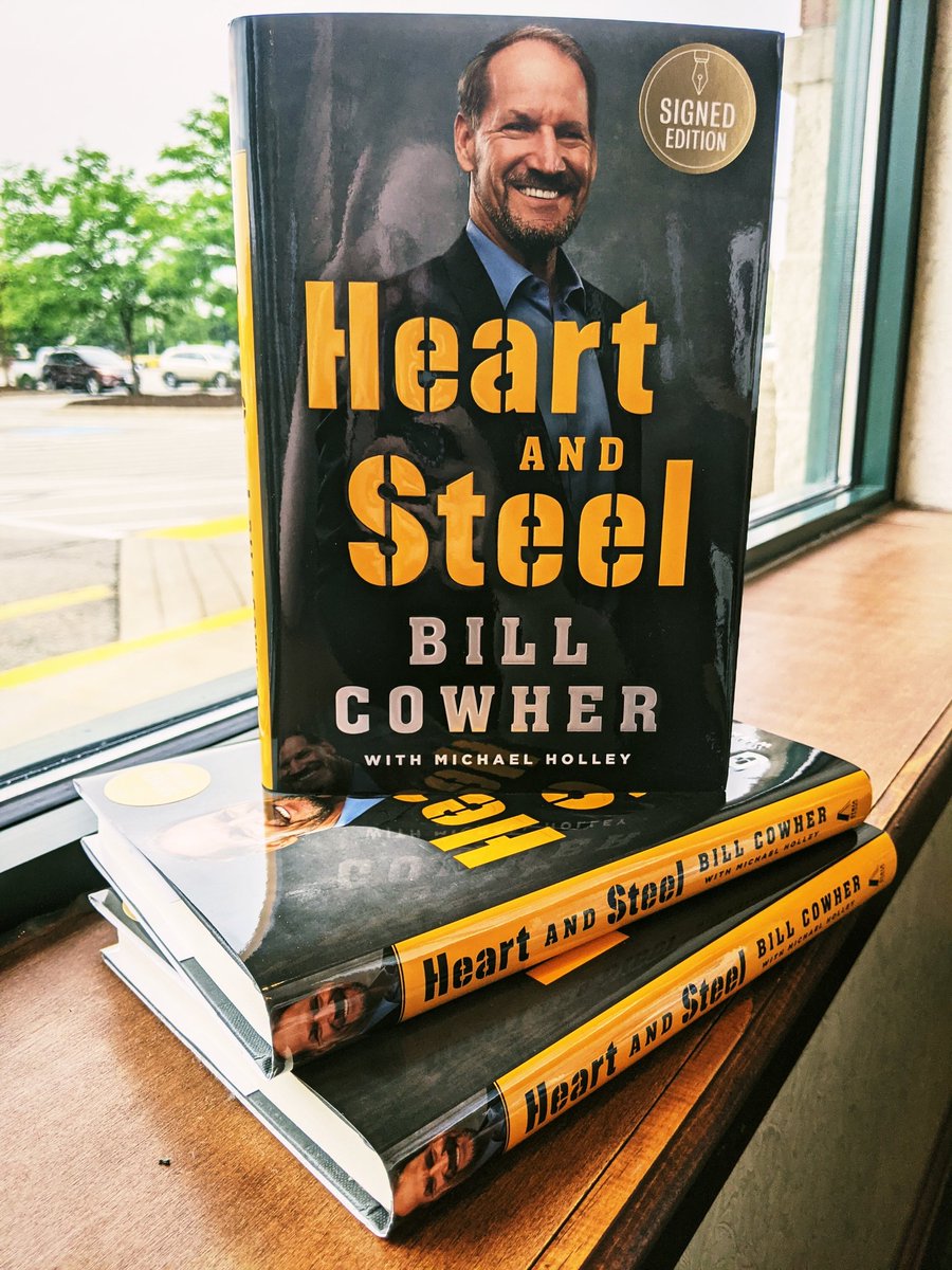 BNCranberry's tweet photo. Steeler Lover in your life? 🖤💛🖤💛
We have the perfect gift idea for you and just in time for Father's Day! 
Signed editions of Bill Cower's new book Heart of Steel are in store now with limited quantity. https://t.co/6CeSll34Pi