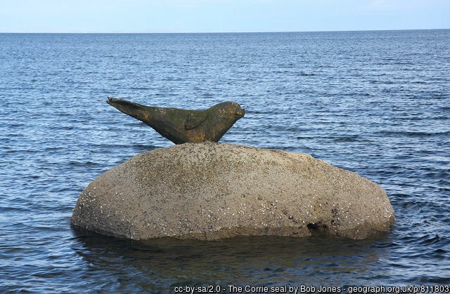 NACHeritage's tweet photo. For #MuseumWeek let's check out another #ArtIsEverywhereMW 
The Corrie seal sculpture, created by local artist Marvin Elliott, can be found at the village of #Corrie on #Arran.
c Bob Jones cc-by-sa 2.0 
#NorthAyrshirePublicArt
#MuseumsWeek2021
@les622 
@RhonaEA 
@audreynolan https://t.co/sOgtpx3M67