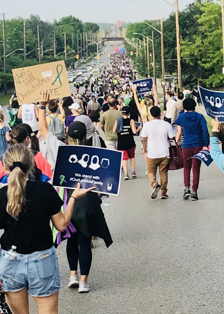 At the end of a long and heavy week in London, Ontario, thousands marched for peace and hope. Positive actions start with positive intention #youareloved #OurLondonFamily