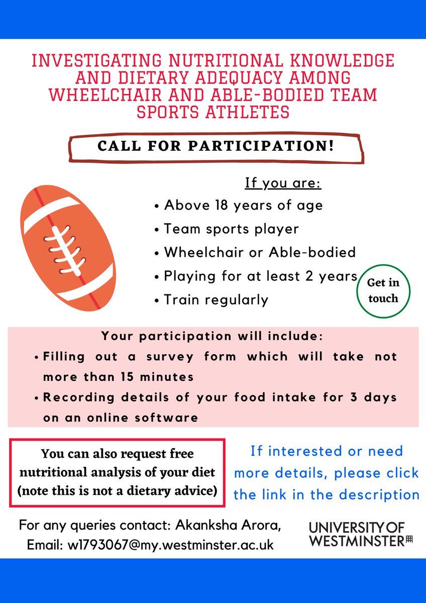 CALL FOR PARTICIPATION!

Looking for wheelchair and able-bodied team sports athletes for my research project. 

Please help me by completing or sharing my survey. Your support will be greatly appreciated! 

Visit the link for more details forms.gle/2zH5zLGqZydPZ8…