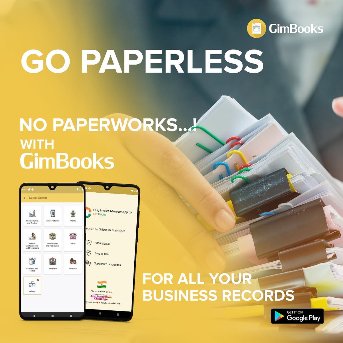 Gimbooks's tweet photo. Save all that extra time you spend filing, organizing, and searching for paper documents by switching to GimBooks! Go paperless by downloading the GimBooks app.
#GimBooks #DigitalKhata #Hisaab #kitaab https://t.co/1WMgVPRKV9