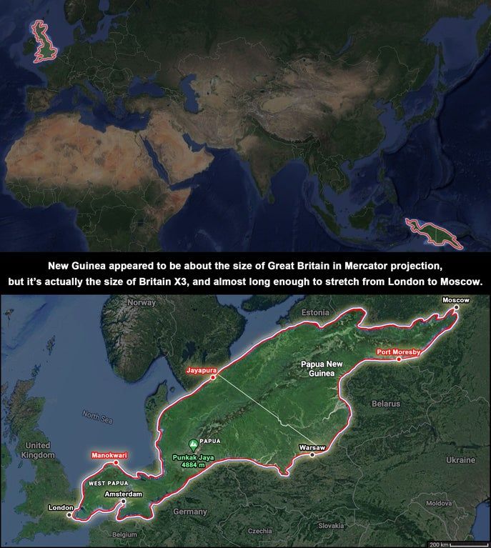 decolonialatlas's tweet photo. The Mercator projection is really great if you have a superiority complex on a backwoods island in the North Atlantic. https://t.co/7okk5ZUK7C