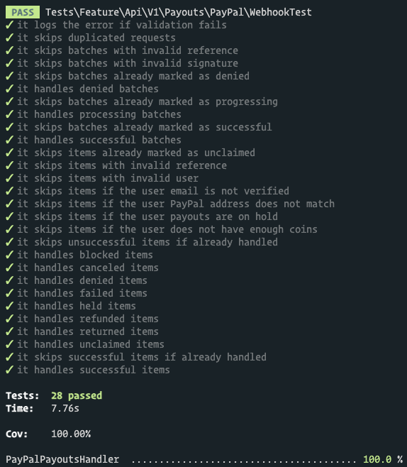 cerbero90's tweet image. Currently using @laravelphp Octane to handle thousands of (often concurrent) events from PayPal Payouts.

The whole process is fully tested now thanks to @pestphp and Octane Testbench.

github.com/cerbero90/pest…

#LaravelOctane #laravel #php