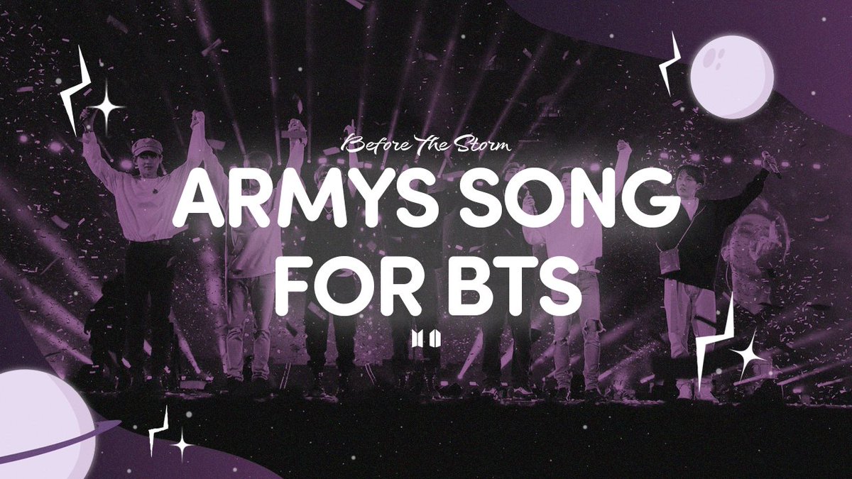 [ARMYs Song For BTS: OFFICIAL RELEASE]

We present to you ARMYs song for BTS’ birthday, #ARMYsSongForBTS2021: #BeforetheStorm

After countless hardships and trials, we face desert again. 

FULL SONG + MV: youtu.be/K3vIjQCMGxc 
OTHER PLATFORMS: linktr.ee/hopeggukkie