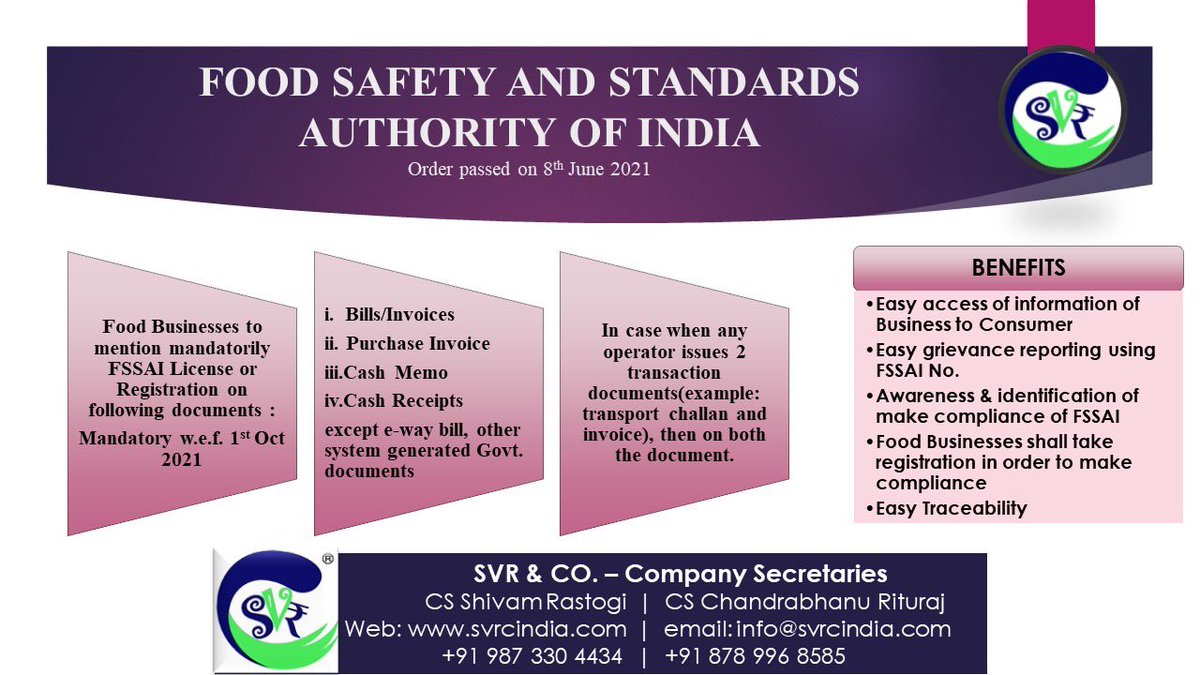 svrcindia's tweet photo. #fssaiupdates #svrupdates #svrcindia #svrccs @csshivamr https://t.co/iG4h4LlIhL
