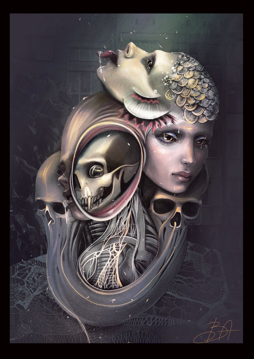 ✨Feel✨#beautifulbizarremagazine #darkartists #characterdesign #conceptart #surealism #anatomy #procreateart #illustrationartists #skull #skullart #chaosmagick