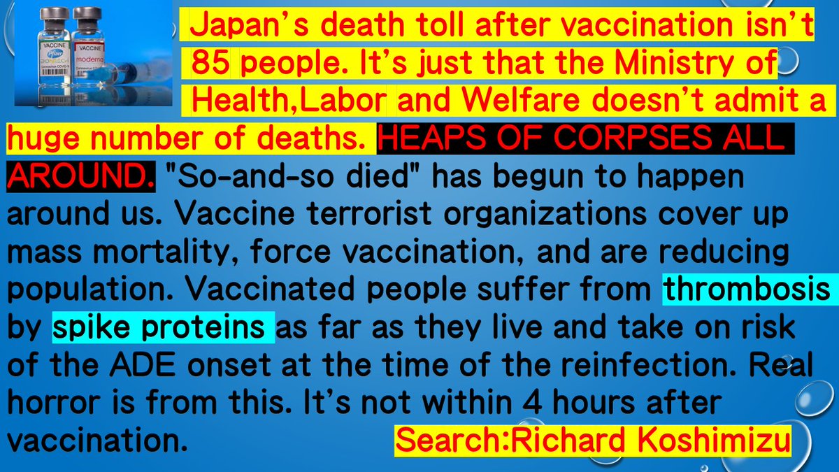 Japan's death toll after vaccination isn't 85 people.  https://t.co/cGTy9t25fa  #japan_ #tsunami #earthquake #nazism = #zionism #9_11 #WTC #NWO https://t.co/66Tzp85sXT