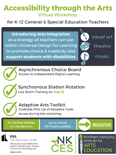 K-12 General & Special Educators can join @merissa_waddey and @Joe_Bertucci_ for this #VirtualWorkshop introducing #ArtsIntegration as a strategy to support Universal Design For Learning. 
Up to 5 hours PD Credit available! 
Register at: conta.cc/3uYj6Kp 
#ConnectGrowServe