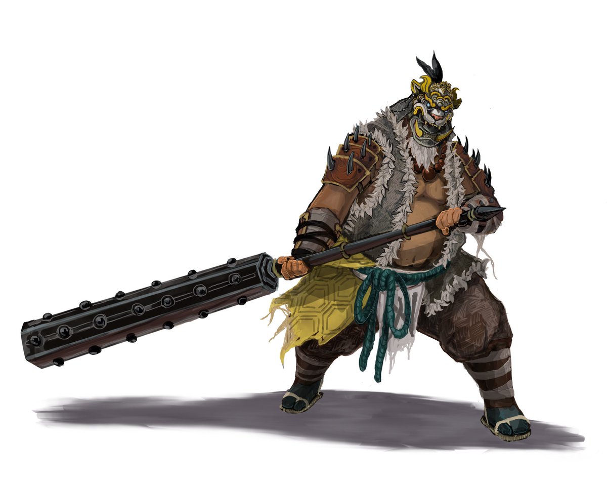 守護鬼 描いた。 頭の虎みたいな装飾品は うろ覚え。 #フォーオナー