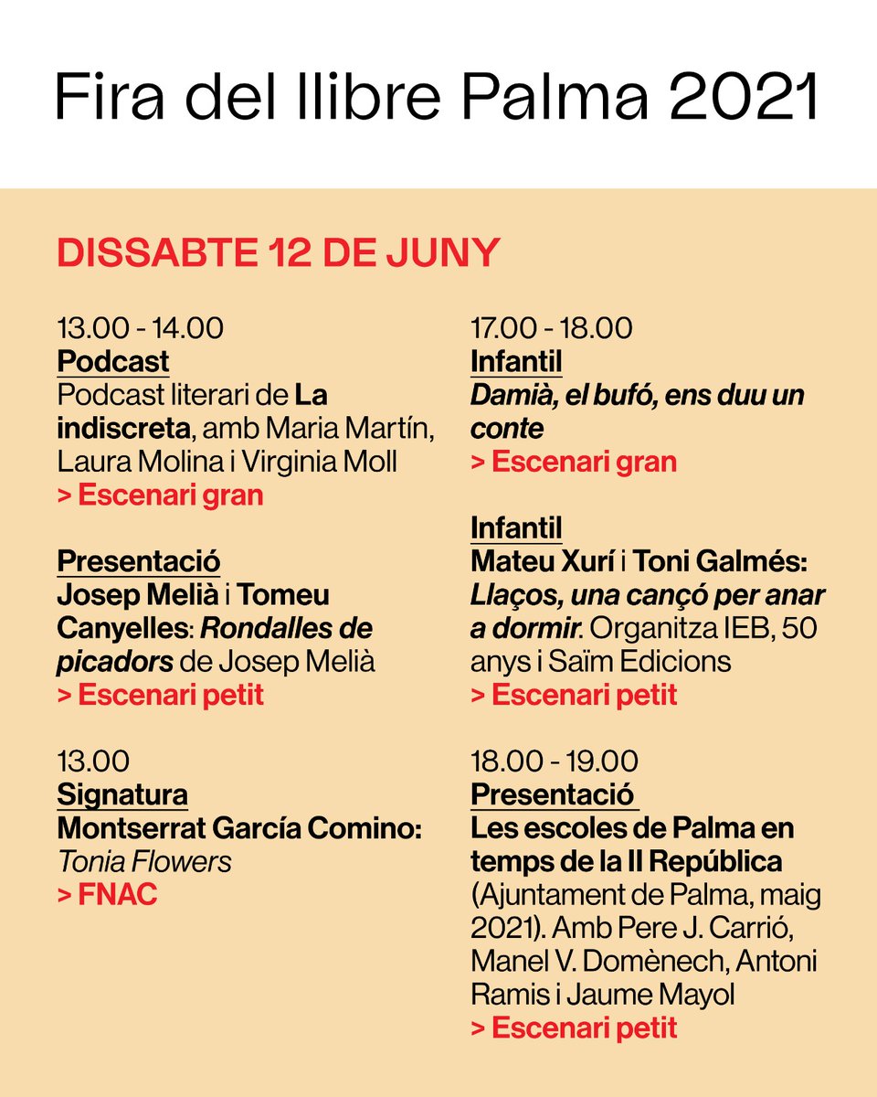 llibreters's tweet photo. Horabaixa de dissabte a la #firallibrepalma
📍 Passeig del Born de #Palma https://t.co/KUaA5kxG4c