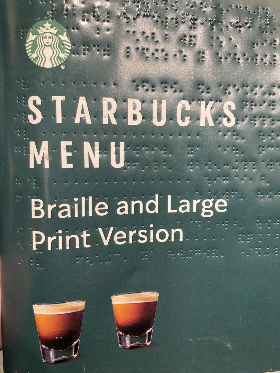 KBetz99's tweet photo. @Starbucks In my 30 years of being visually impaired it is rare to come across a place with a large print menu! Keep up the amazing work. 
-Love,
The visually impaired and blind community. https://t.co/hjd4uMGH4q