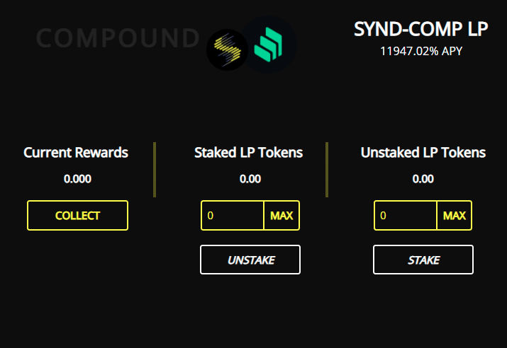 Market Update 6/13/2021: 10,000%+ APY for $BNB/SYND; $ATOM/SYND; $COMP/SYND. Visit syndex.finance/pool to start staking now!