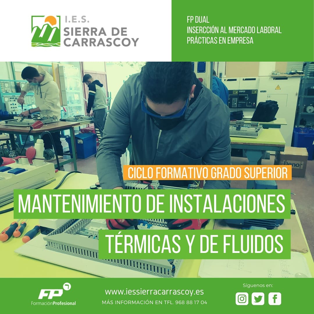 fpiessierracarr's tweet photo. 👉Grado Superior de Mantenimiento de Instalaciones Térmicas y de Fluidos
📢📢Estudia #unaprofesiondefuturo GSFP de
#Mantenimiento de #InstalacionesTérmicas y de #Fluidos en el #IESSierraCarrascoy
➕info
💻https://t.co/2EusVxceQH
☎️ 968 88 17 04
@Educarm #FormacionPasional https://t.co/FakAizdAcV