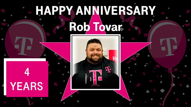 Four years ago today! Rob Tovar joined the T-mobile family and has been making a major impact on the business ever since! Happy T Day and thanks for all you do!